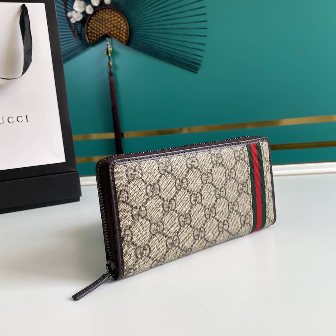Best Replica Gucci GG Supreme Web Zip Around Wallet Replica 291105 - Colareps
