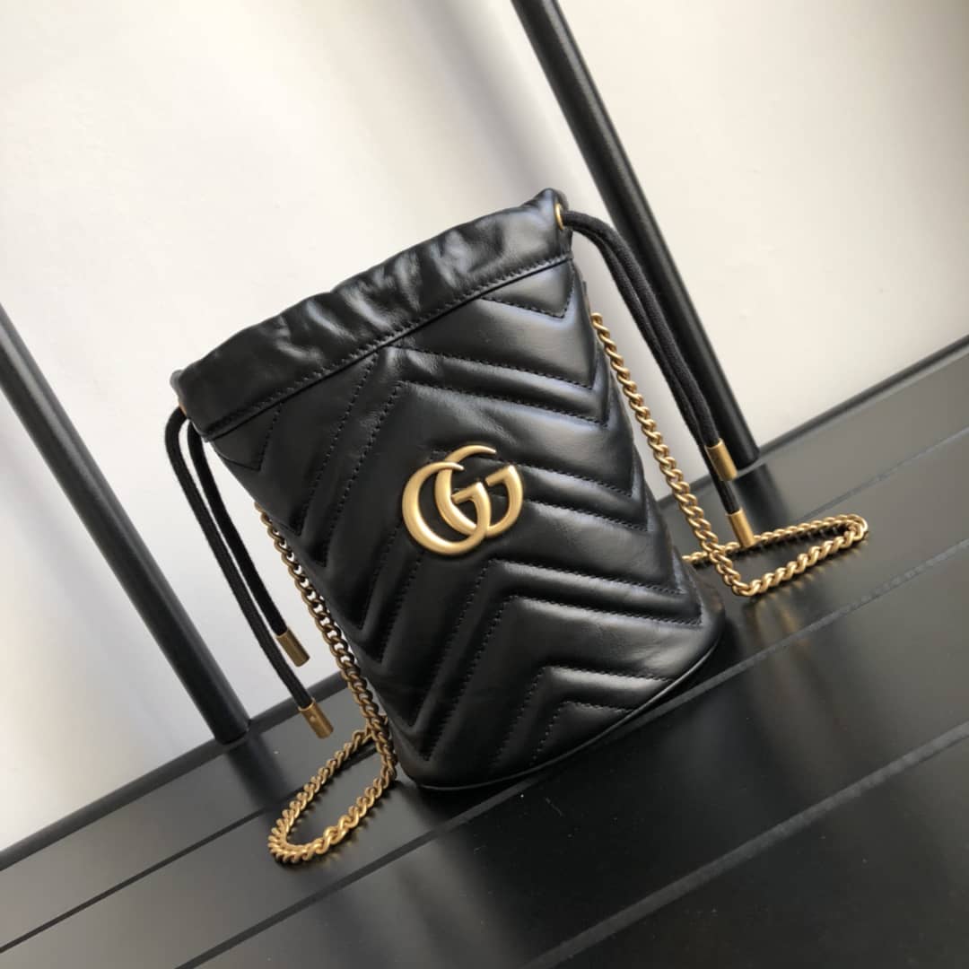 Best Replica Gucci GG Marmont Mini Bucket Crossbody Bag Replica Black 575163 - Colareps