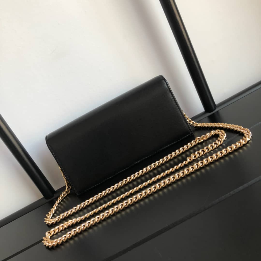 Best Replica Gucci GG Supreme Horsebit 1955 Chain Wallet Replica Black 621892 - Colareps