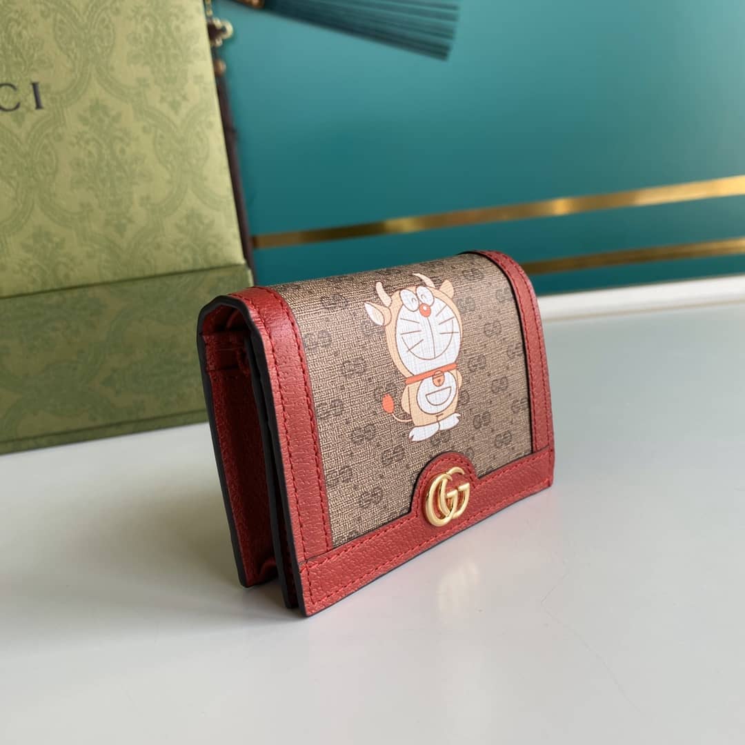 Best Replica Gucci Doraemon GG Supreme Mini Wallet Replica 654541 - Colareps