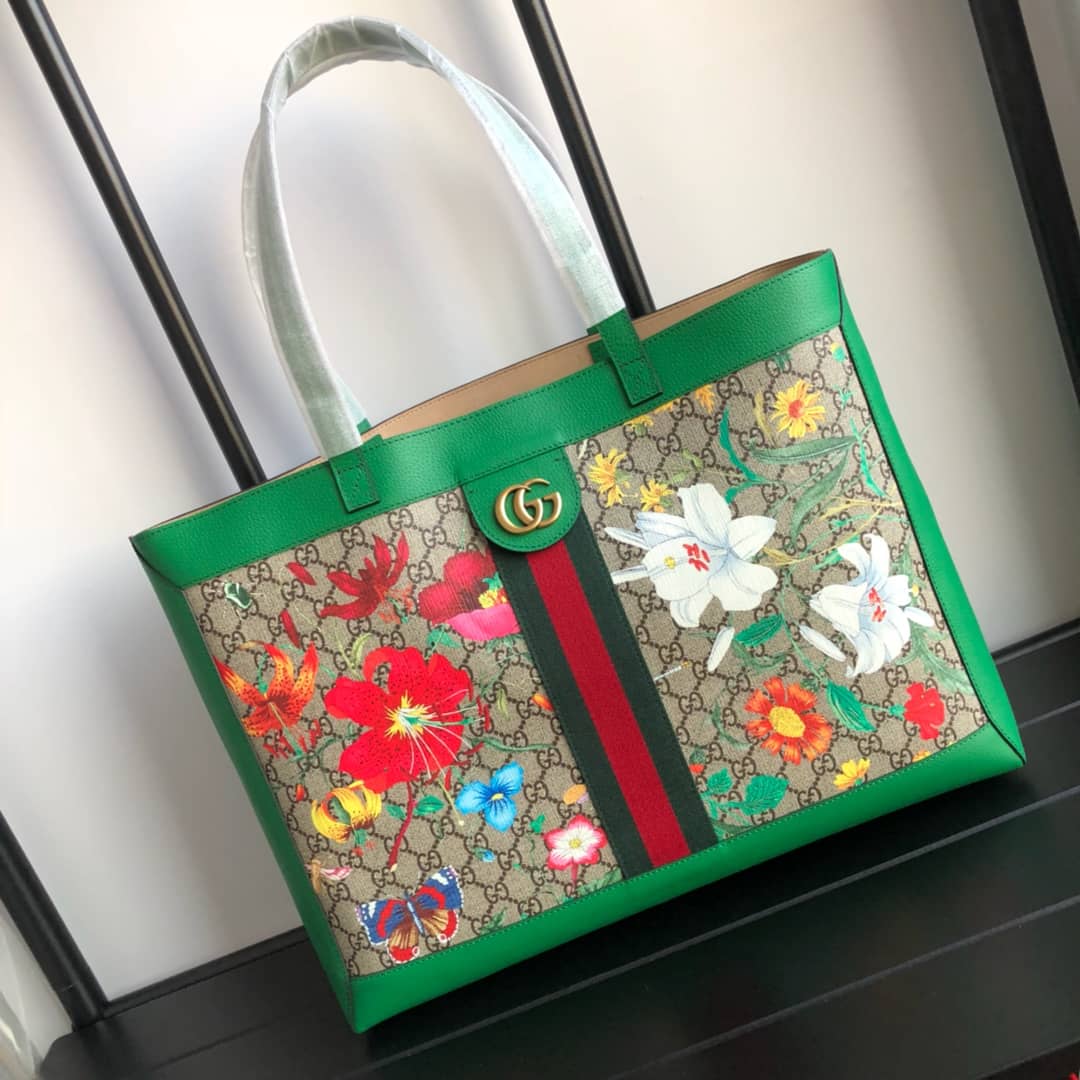 Best Replica Gucci Ophidia Web Soft GG Supreme Tote Replica Green 547947 - Colareps