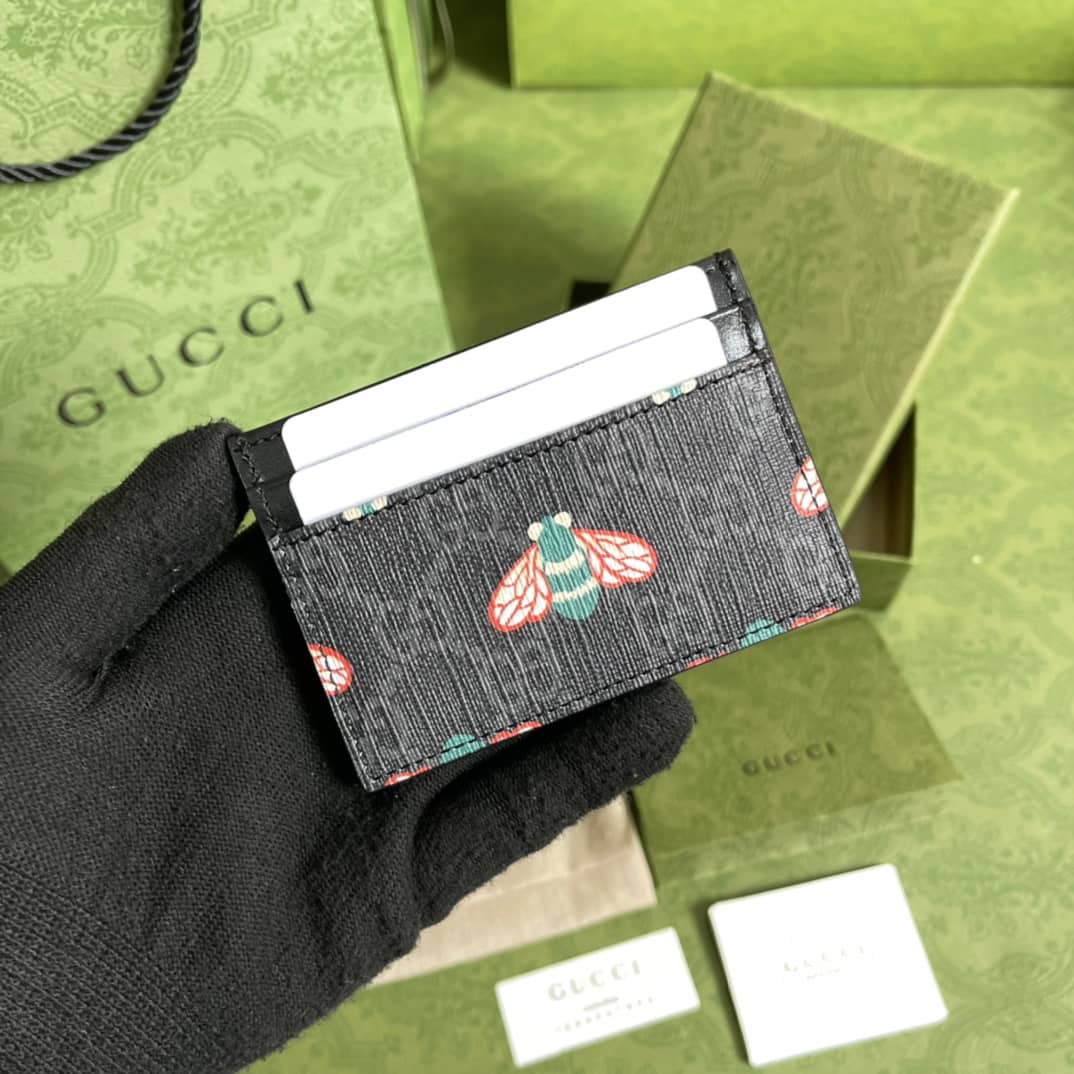 Best Replica Gucci GG Supreme Kingsnake Print Card Case Replica 451277 - Colareps