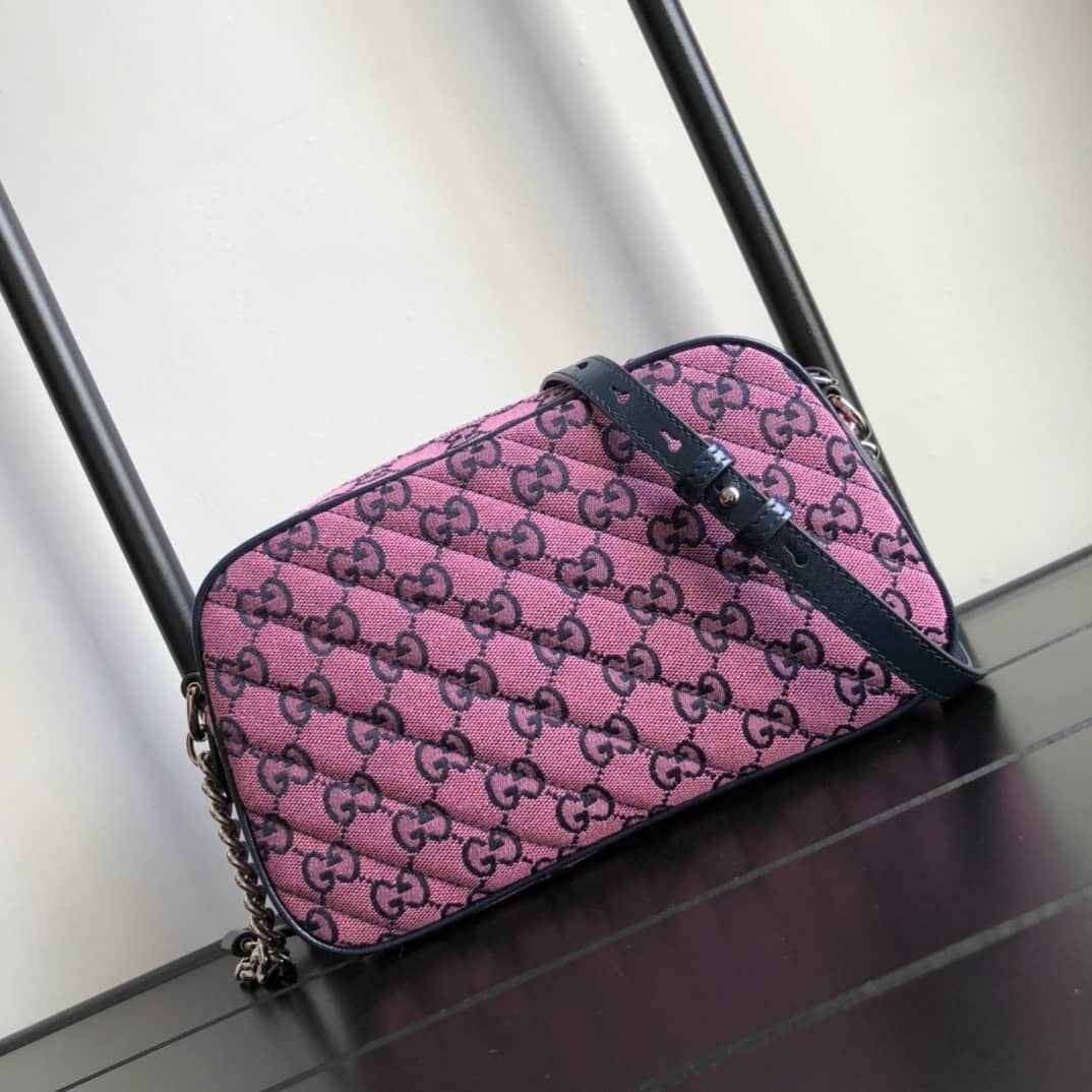 Best Replica Gucci GG Marmont Small Shoulder Handbag Camera Bag Replica Pink 447632 - Colareps