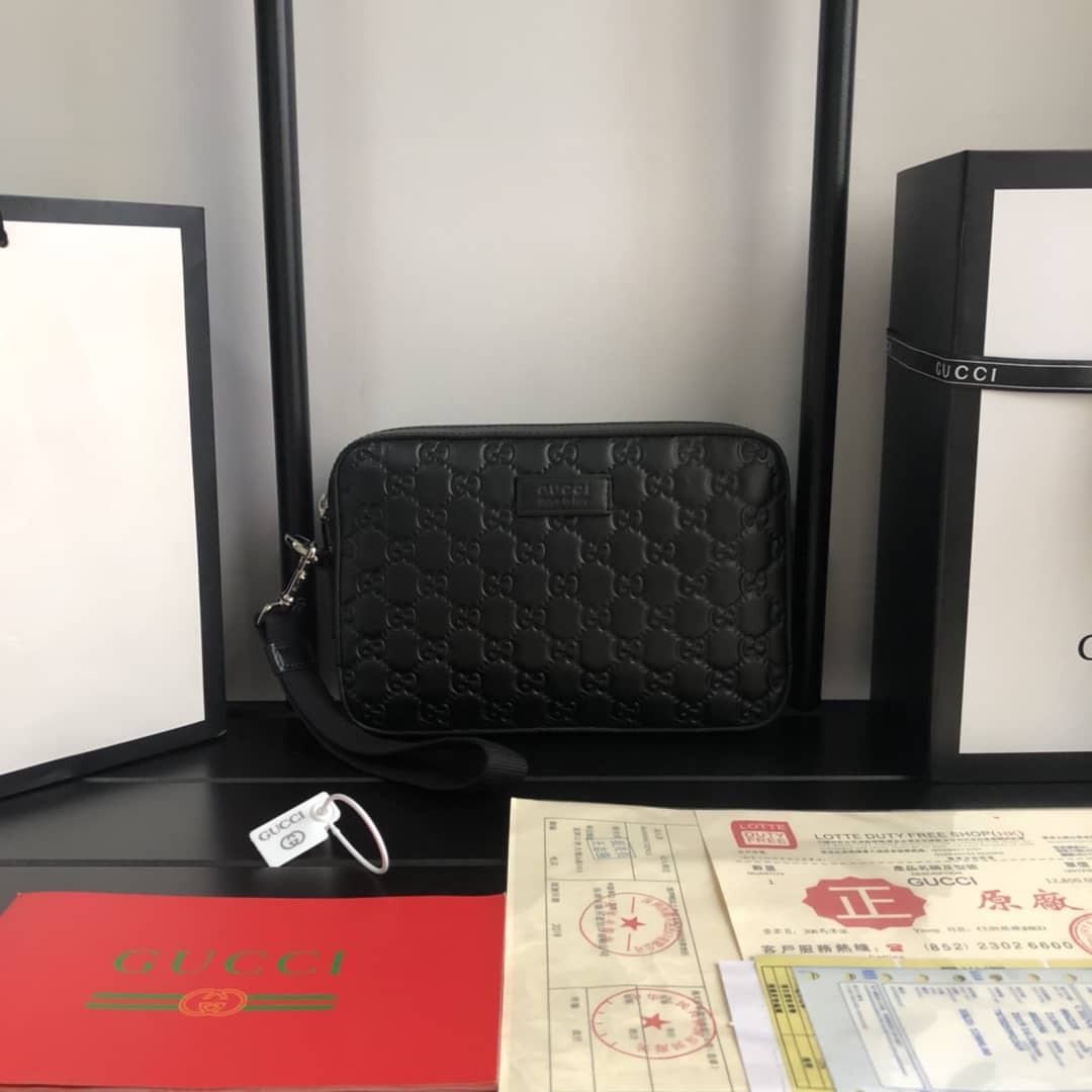 Best Replica Gucci GG Supreme Wash Bag Replica Black 495562 - Colareps