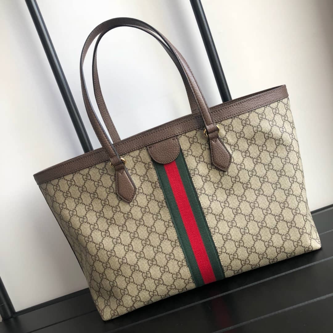 Best Replica Gucci Ophidia Leather Tote Replica Brown 631685 - Colareps