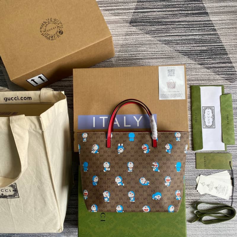 Best Replica Gucci Children GG Supreme Canvas Replica Tote Brown 410812 - Colareps