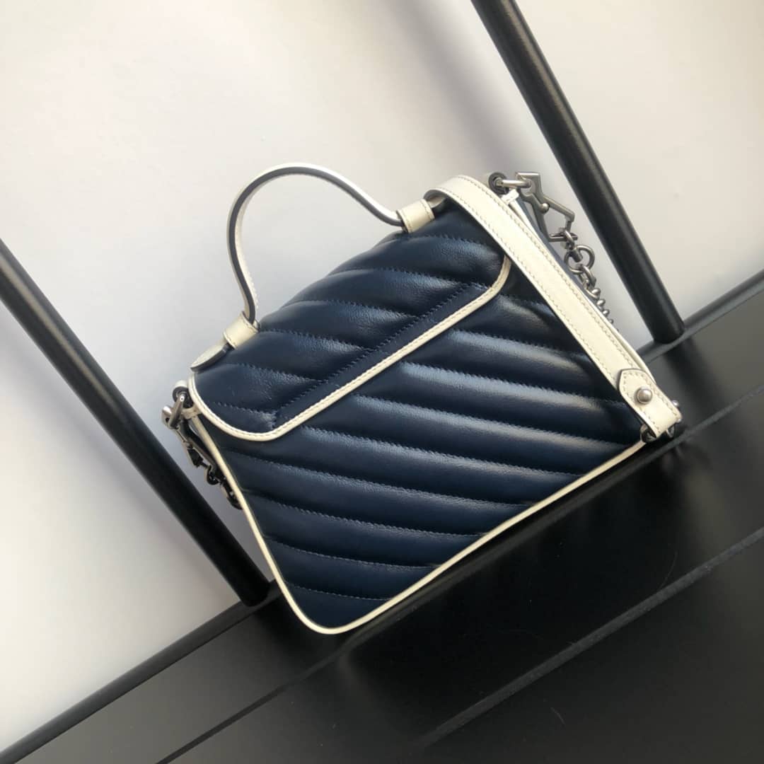 Best Replica Gucci GG Marmont Mini Top Handle Bag Replica Blue 583571 - Colareps