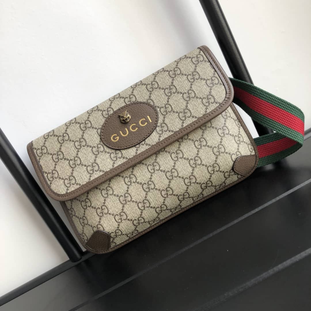 Best Replica Gucci Neo Vintage GG Supreme Belt Bag Replica Brown 493930 - Colareps