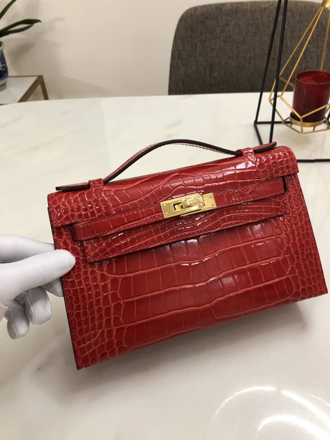 Best Replica Hermes Kelly Dupe 22CM Crocodile Shiny Replica Bag - Colareps