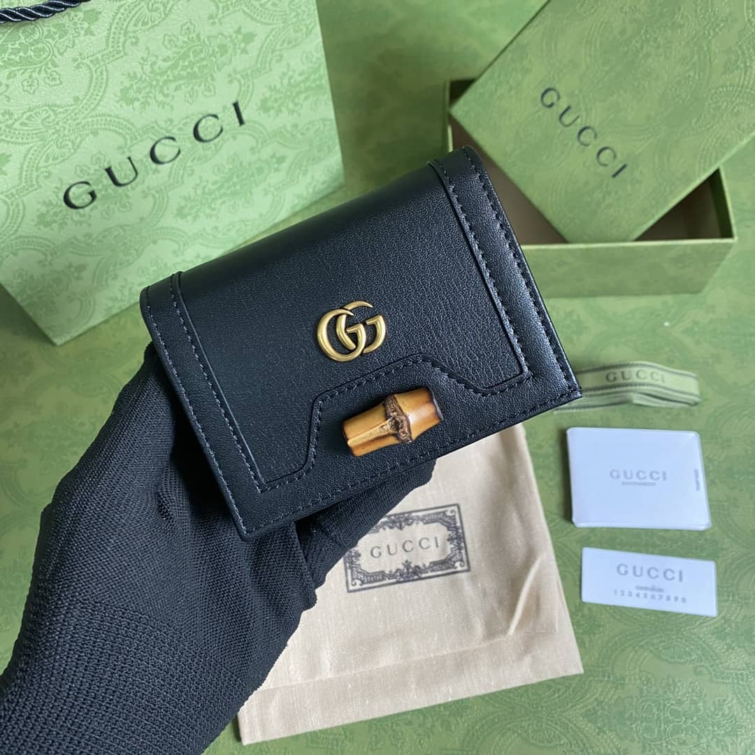 Best Replica Gucci Diana Leather Card Case Wallet Replica 658244 - Colareps