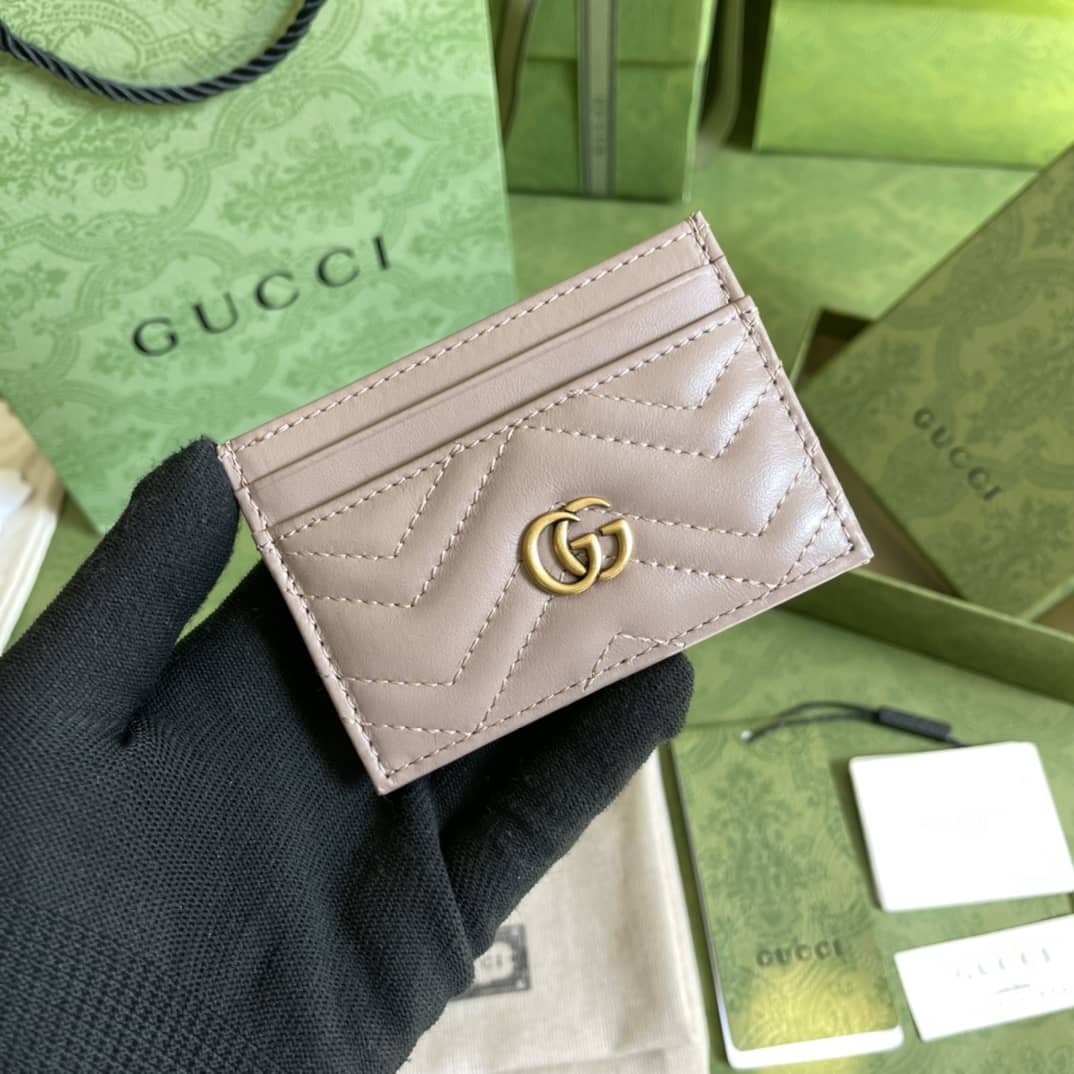 Best Replica Gucci GG Marmont Matelasse Leather Card Holder Replica 443127 - Colareps