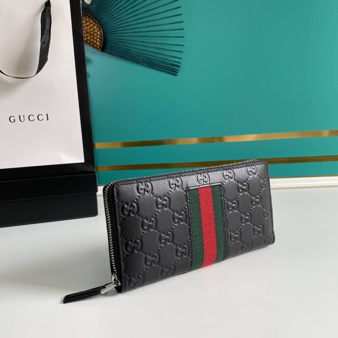Best Replica Gucci Web GG Supreme Around Zip Wallet Replica 408831 - Colareps