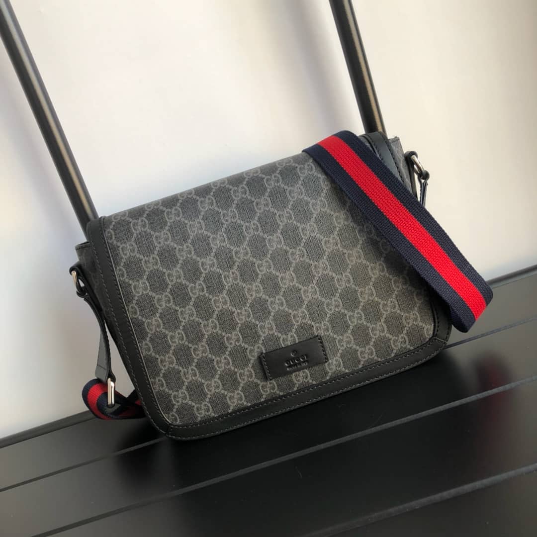 Best Replica Gucci GG Guccissima Medium Canvas Crossbody Bag Replica Black 449172 - Colareps