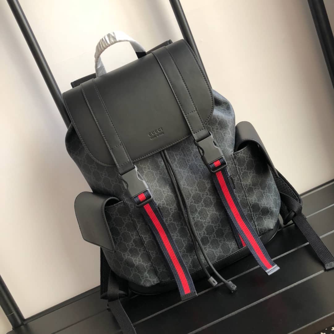 Best Replica Gucci Soft GG Supreme Canvas Backpack Replica Black 450958 - Colareps