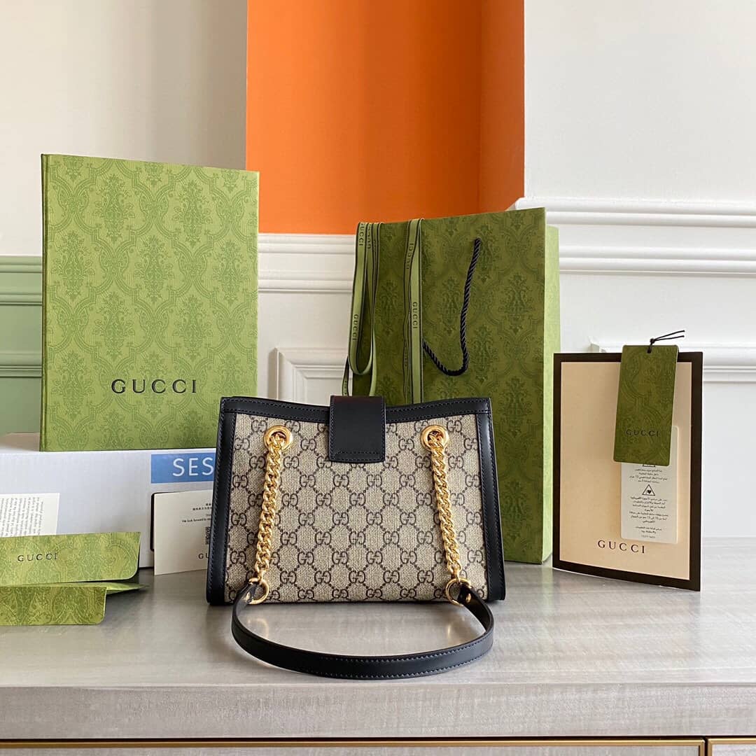 Best Replica Gucci Padlock Small GG Supreme Canvas Shoulder Bag Replica Black 498156 - Colareps