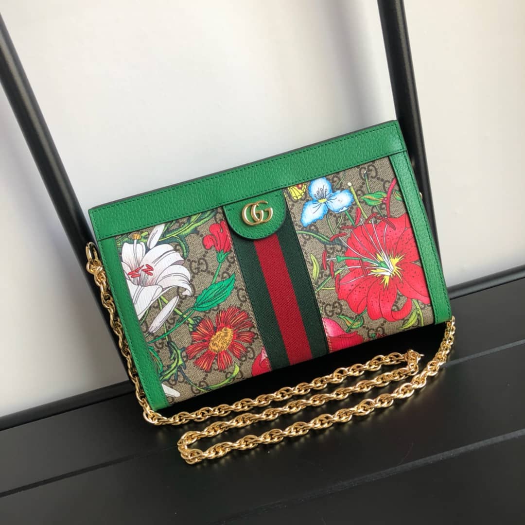 Best Replica Gucci Ophidia Flora GG Small Supreme Canvas Shoulder Bag Replica Green 503877 - Colareps