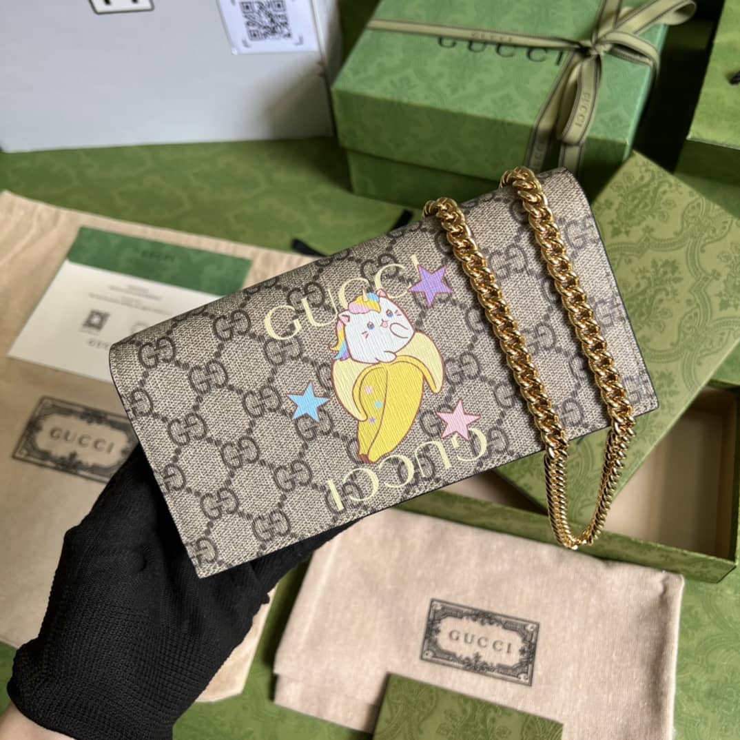 Best Replica Gucci Bananya Print Chain Wallet 701061 Replica - Colareps