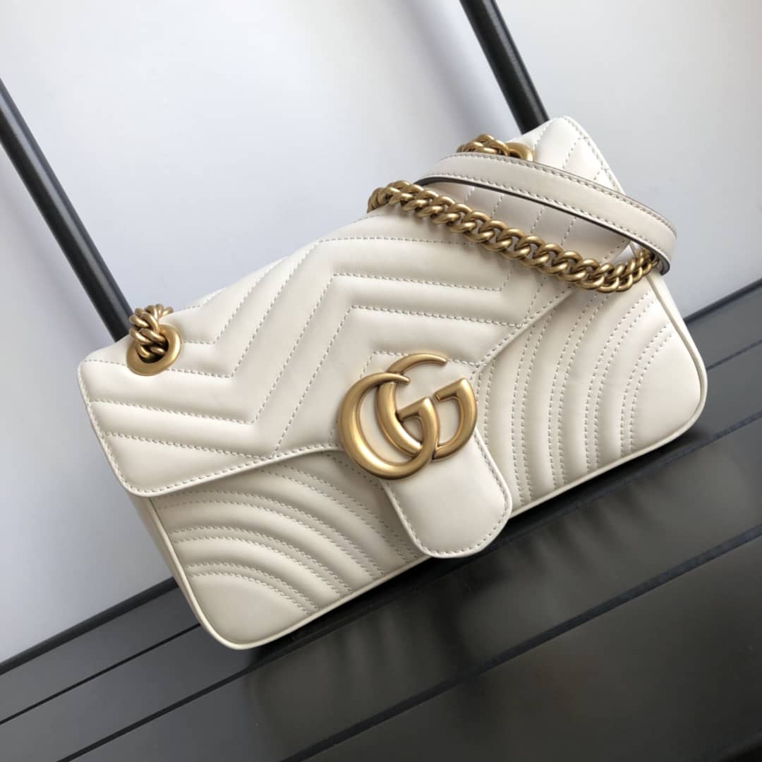 Best Replica Gucci GG Marmont Matelasse Shoulder Bag Replica White 443497 - Colareps