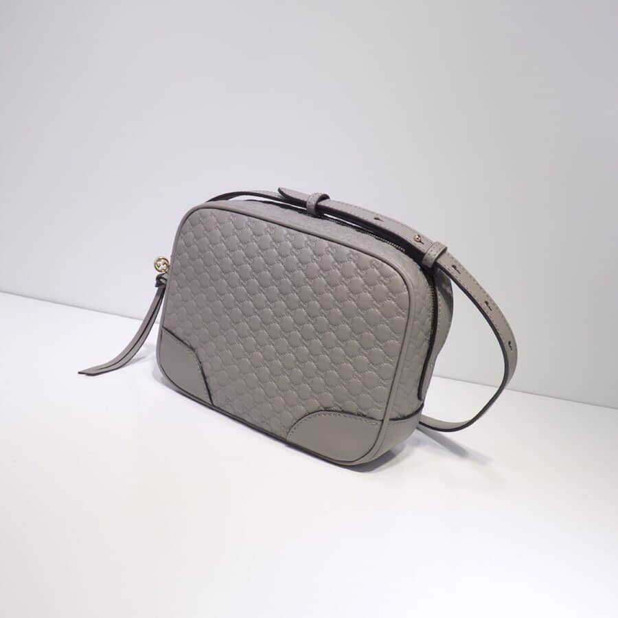 Best Replica Gucci Bree Guccissima GG Leather Canvas Camera Bag Replica Gray 449413 - Colareps
