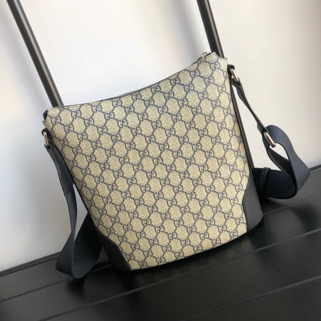 Best Replica Gucci Mens Supreme Leather Double G Messenger Bag Replica Gray 406388 - Colareps