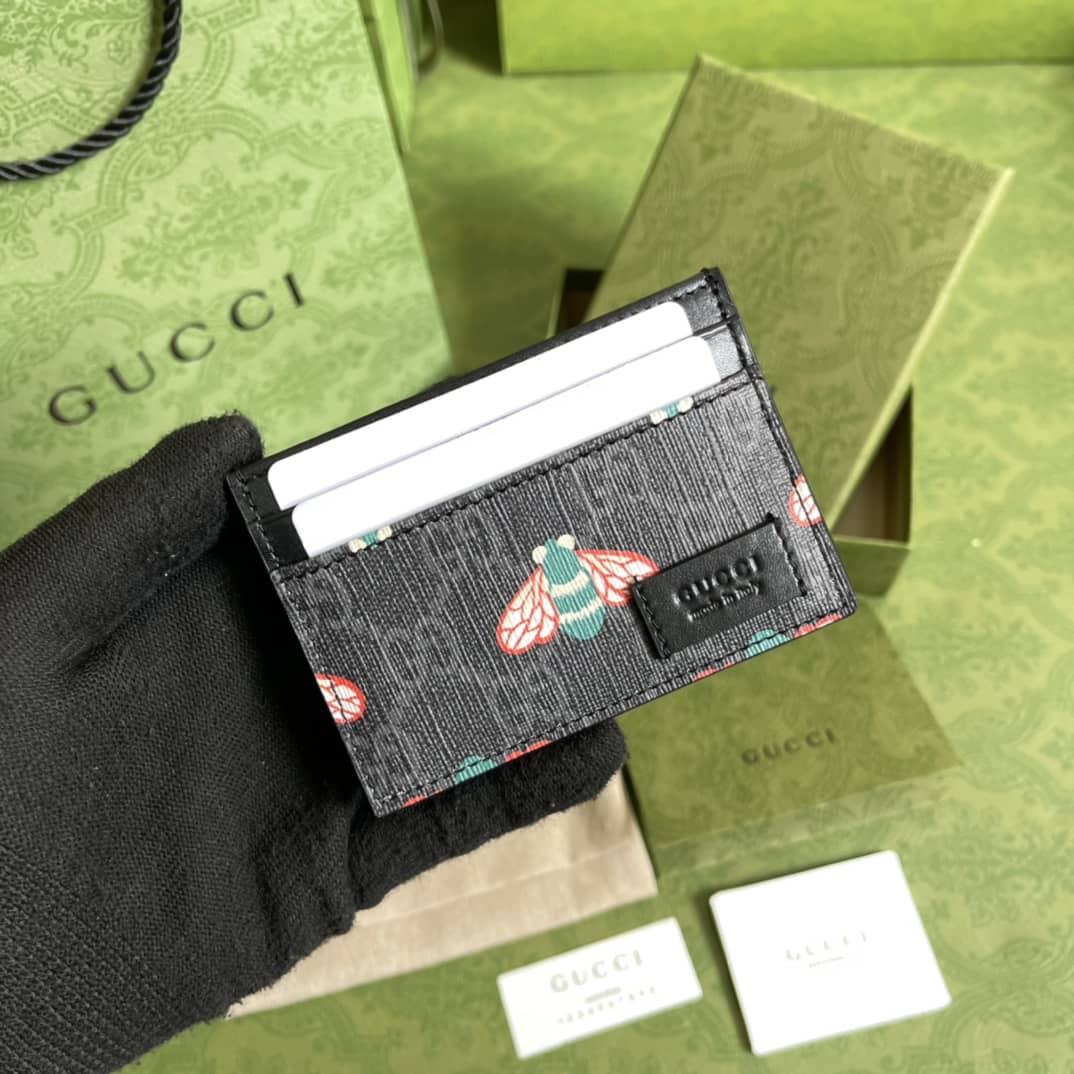 Best Replica Gucci GG Supreme Kingsnake Print Card Case Replica 451277 - Colareps