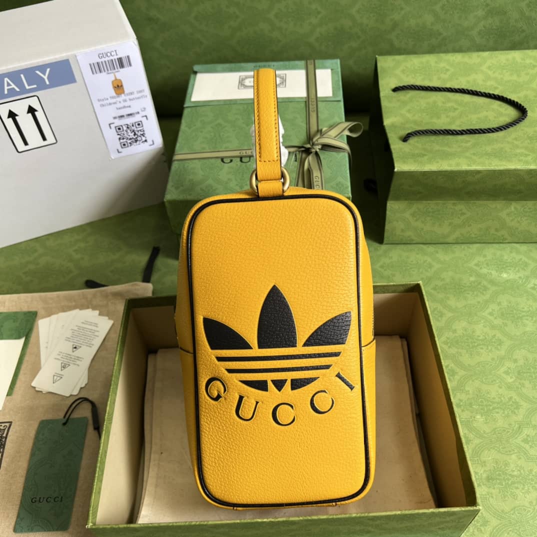 Best Replica Gucci Adidas x Gucci Mini Top Handle Yellow 702387 Replica Clutch - Colareps