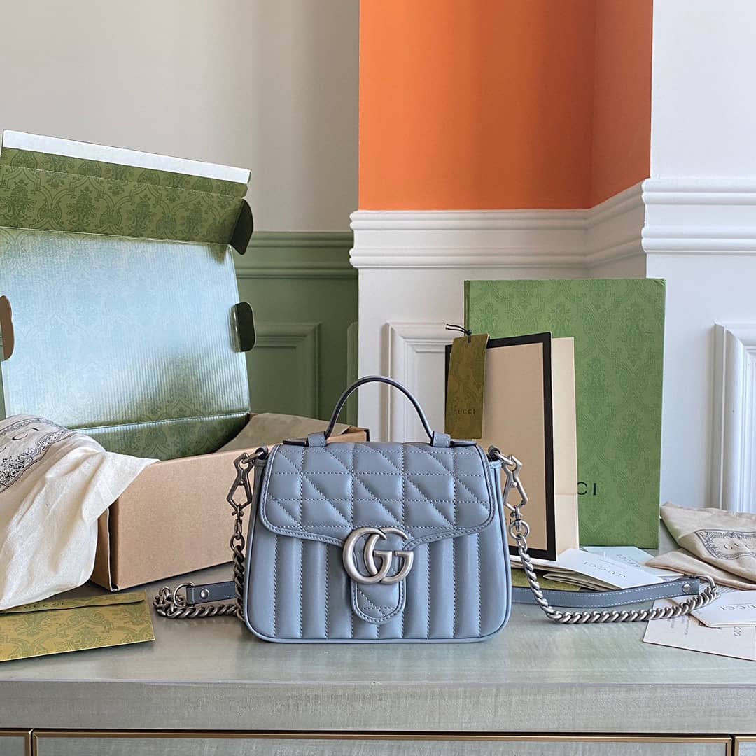 Best Replica Gucci GG Marmont Canvas Mini Top Handle Crossbody Bag 583571 Replica - Colareps
