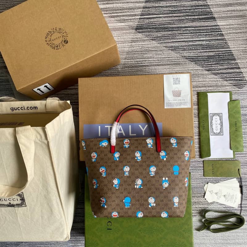 Best Replica Gucci Children GG Supreme Canvas Replica Tote Brown 410812 - Colareps