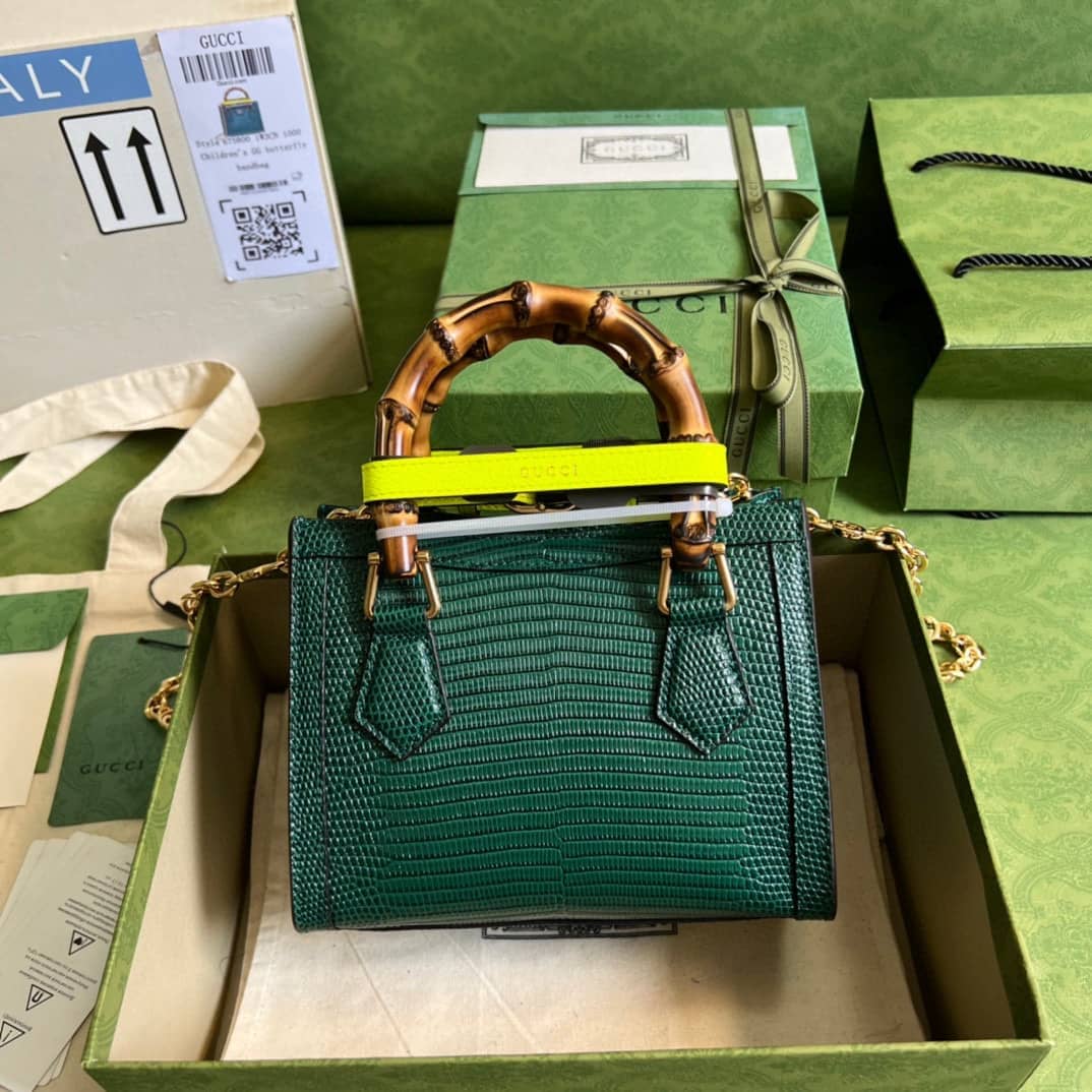 Best Replica Gucci Diana Lizard Mini Bag Dark Green 675800 Replica Tote - Colareps