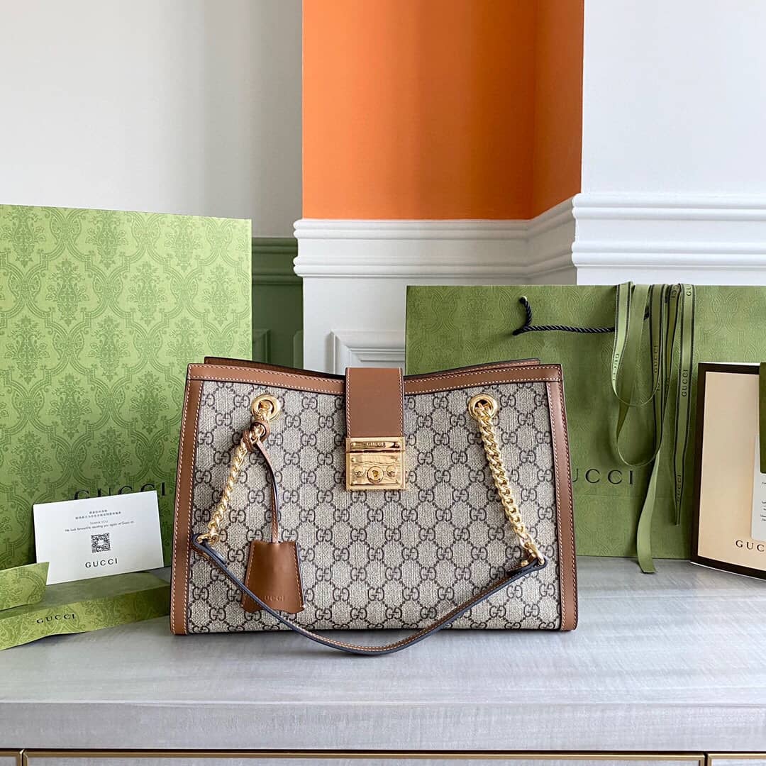 Best Replica Gucci Padlock Medium GG Supreme Shoulder Bag Replica Gray Brown 479197 - Colareps