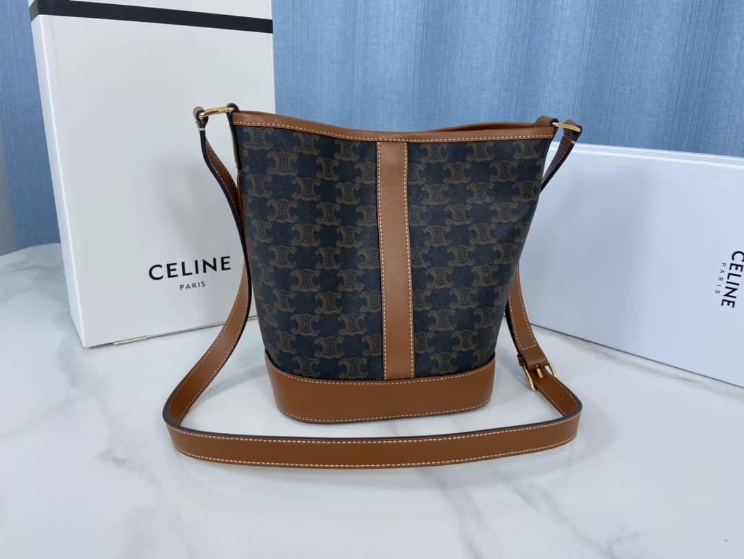 Best Replica Celine Teen Triomphe Canvas Replica Bucket Bag - Colareps