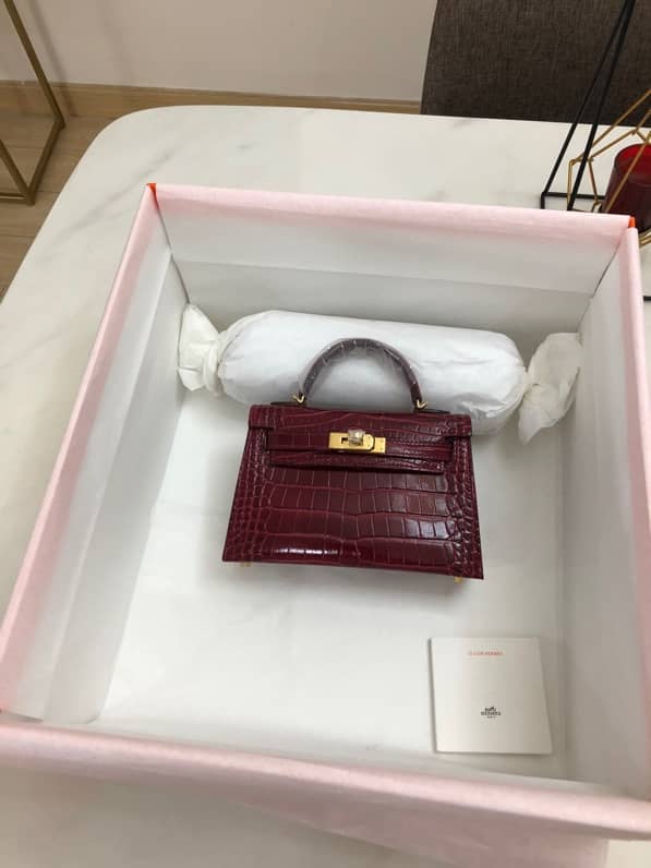 Best Replica Hermes Kelly Mini 19CM Crocodile Shiny Replica Bag - Colareps