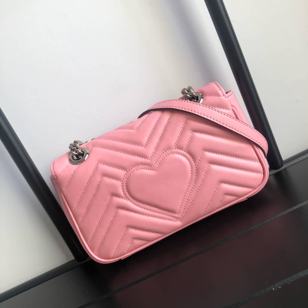 Best Replica Gucci GG Marmont Mini Matelasse Shoulder Bag Replica Pink 446744 - Colareps