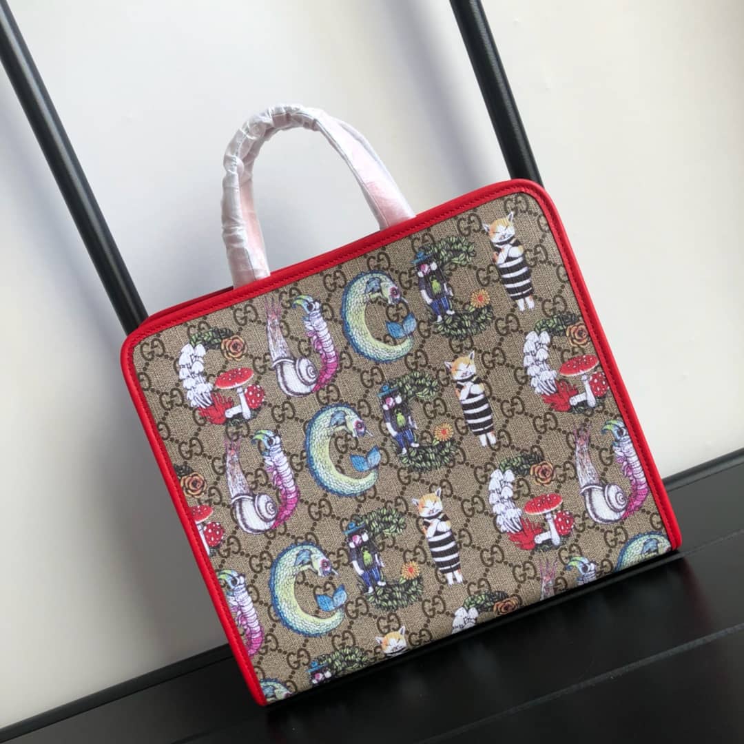 Best Replica Gucci GG Supreme Kids Girl Tote Replica Red 605614 - Colareps
