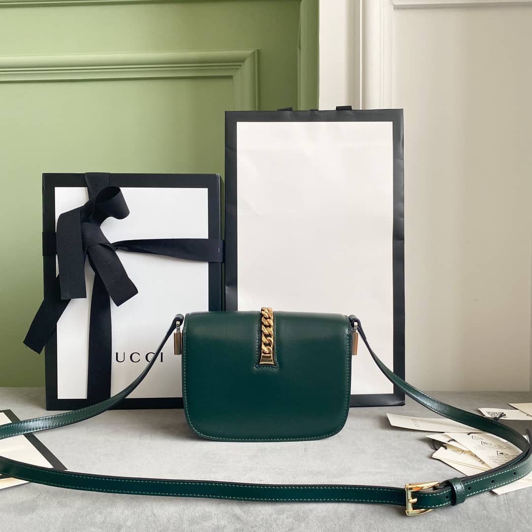 Best Replica Gucci Ladies Mini Sylvie Shoulder Bag Replica Green 615965 - Colareps