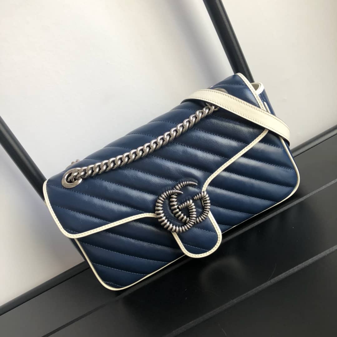 Best Replica Gucci GG Marmont Matelasse Shoulder Bag Replica Blue 443497 - Colareps