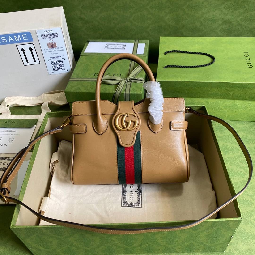 Best Replica Gucci Small Top With Double G Leather Handle Replica Bag 658450 - Colareps