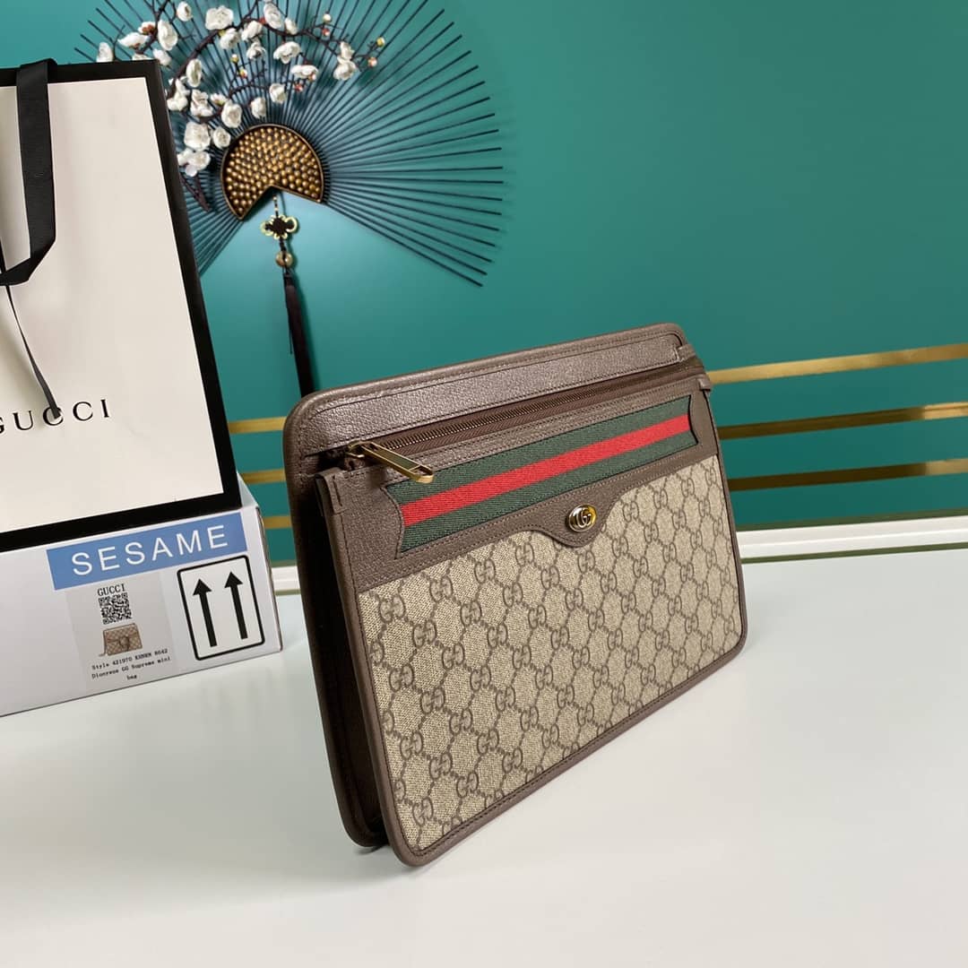 Best Replica Gucci GG Supreme Ophidia Canvas Clutch Replica 597619 - Colareps