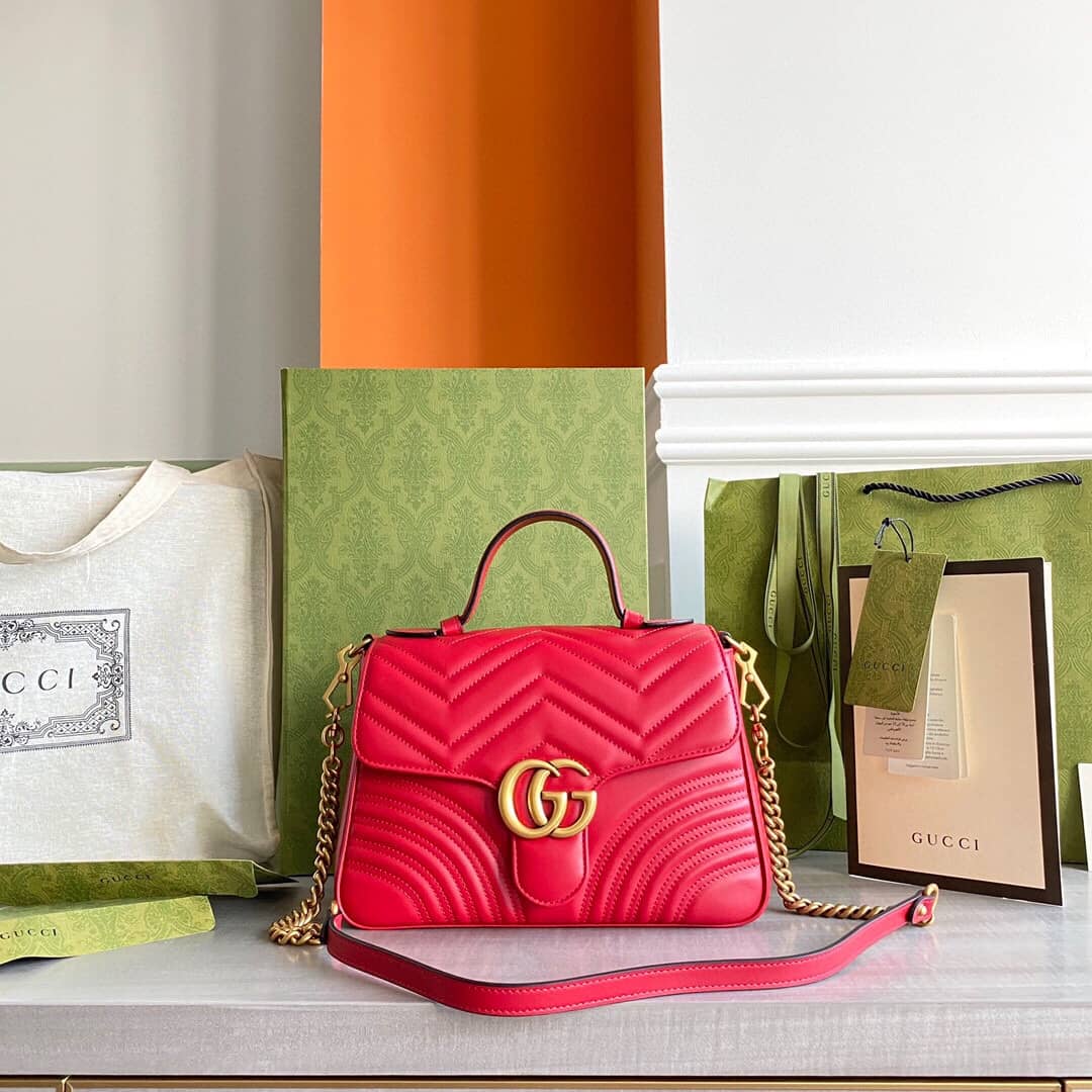 Best Replica Gucci Marmont Dupe Mini GG Marmont Replica Bag Red 498100 - Colareps