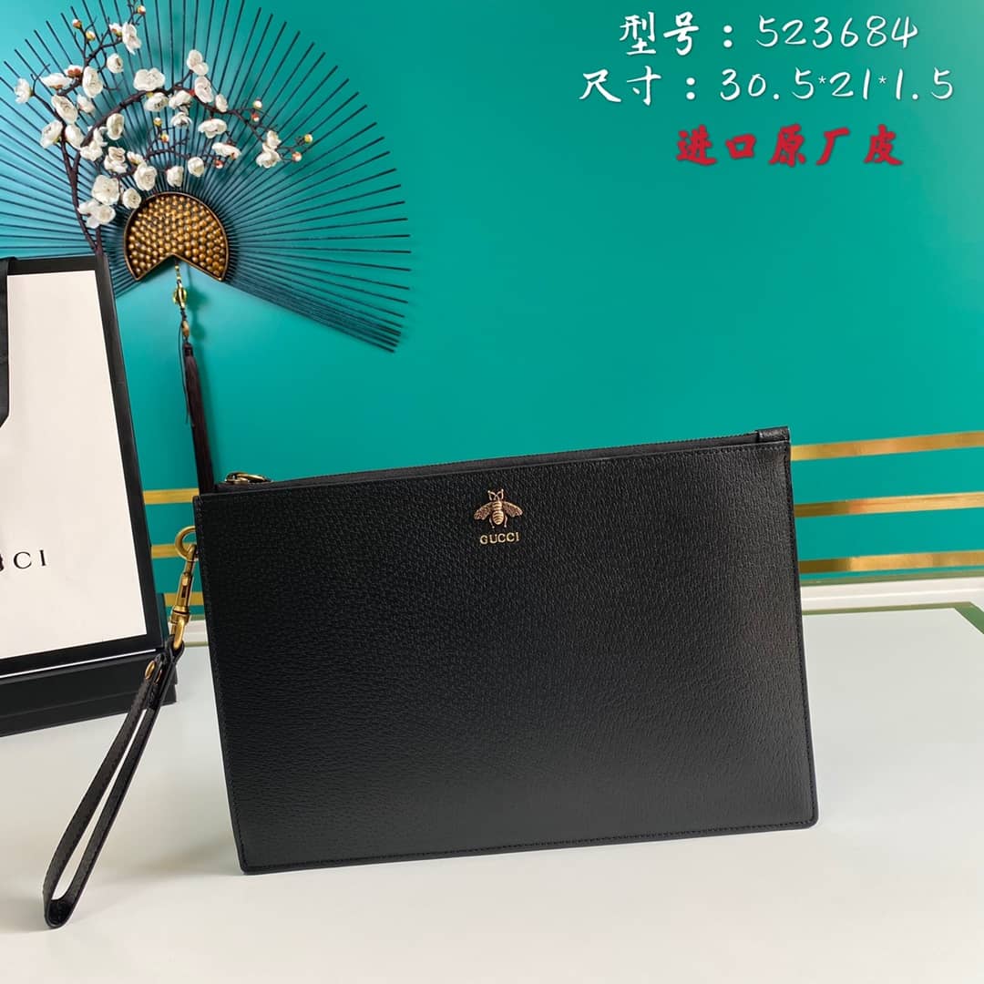 Best Replica Gucci Animalier Leather Pouch Replica 523684 - Colareps
