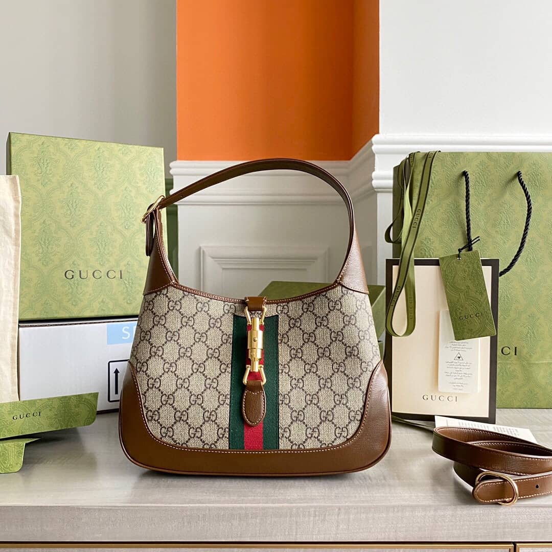 Best Replica Gucci GG Jackie 1961 Mini Shoulder Bag Replica Brown 637092 - Colareps