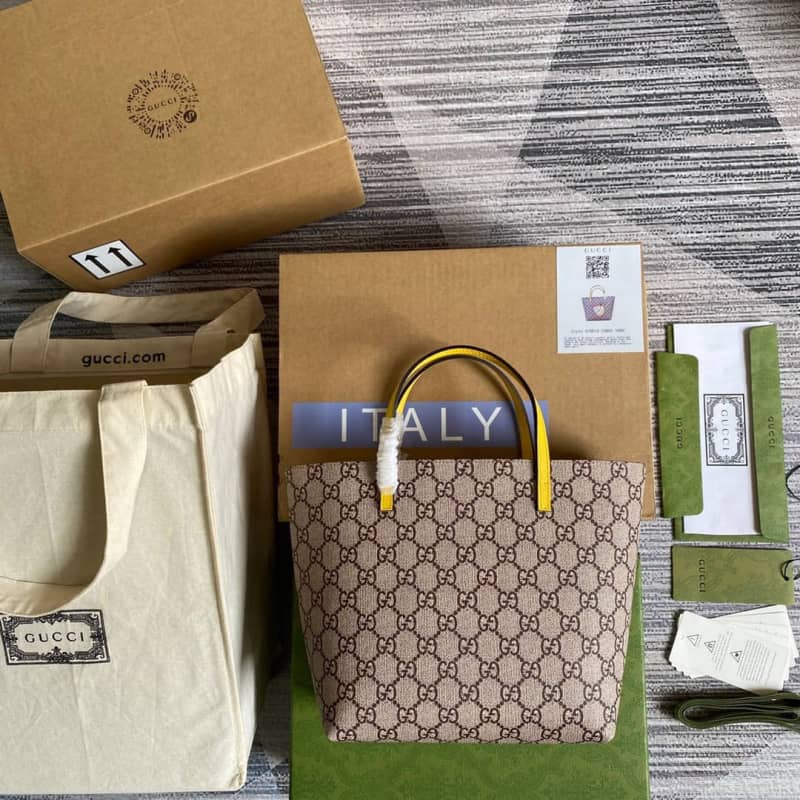 Best Replica Gucci Children GG Supreme Canvas Replica Tote Brown 410812 - Colareps