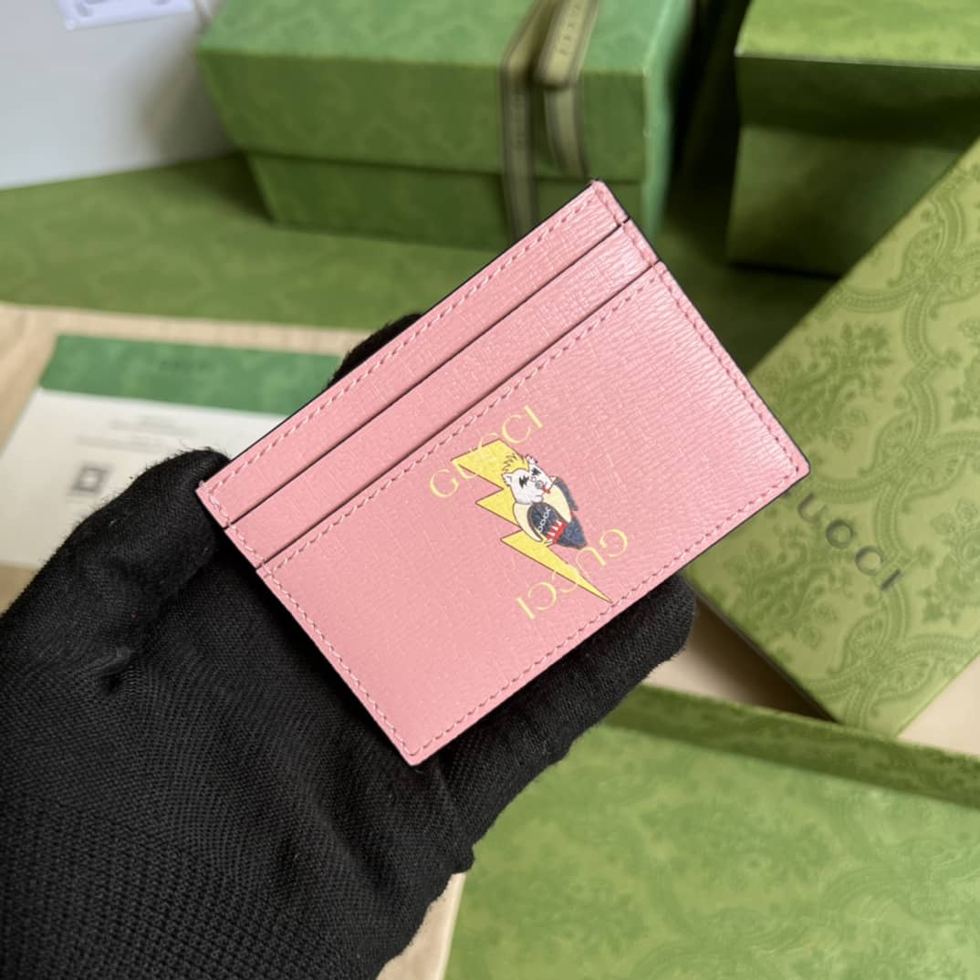 Best Replica Gucci Star Bananya Print Card Case Pink 701064 Replica Wallet - Colareps