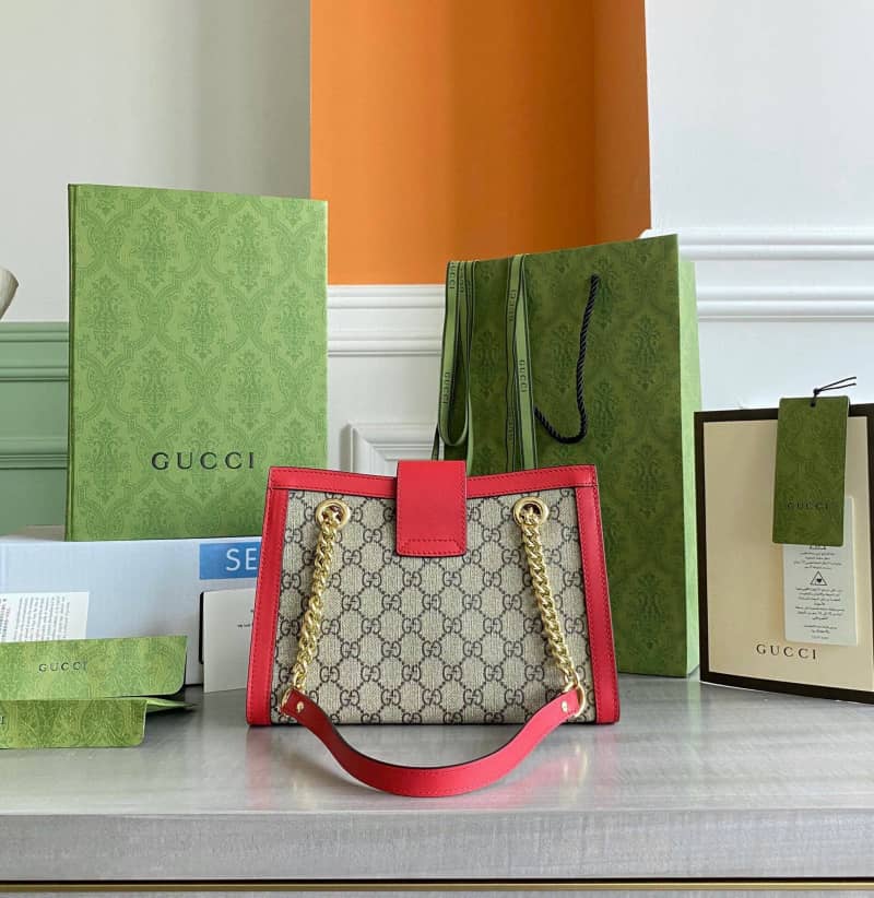 Best Replica Gucci Padlock Small GG Supreme Canvas Shoulder Bag Replica Red 498156 - Colareps