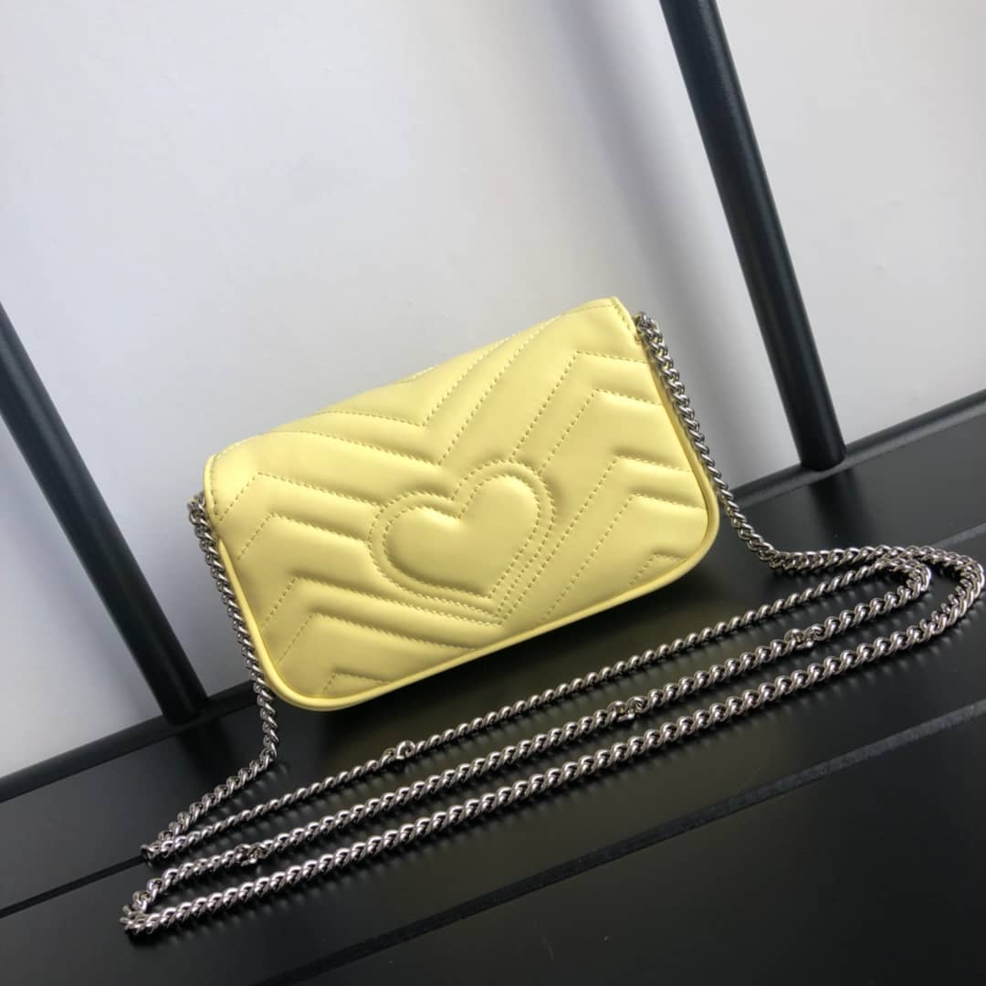 Best Replica Gucci GG Marmont Matelasse Leather Mini Shoulder Bag Replica Yellow 476433 - Colareps