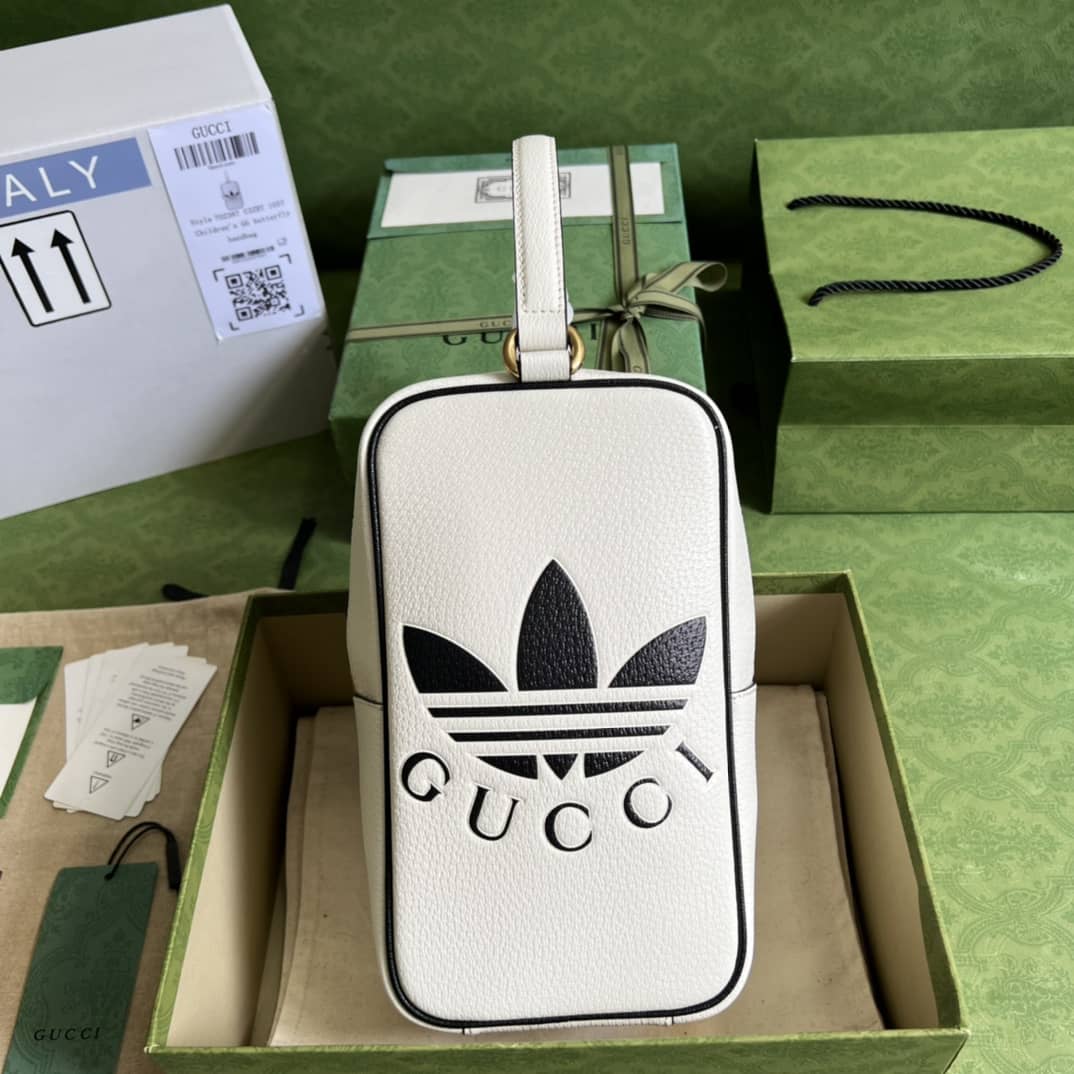 Best Replica Gucci Adidas x Gucci Mini Top Handle White 702387 Replica Clutch - Colareps