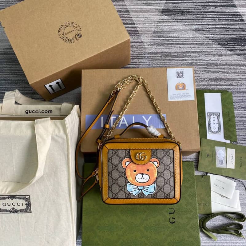 Best Replica Gucci GG Supreme Ophidia Mini Camera Bag Replica Yellow 602576 - Colareps