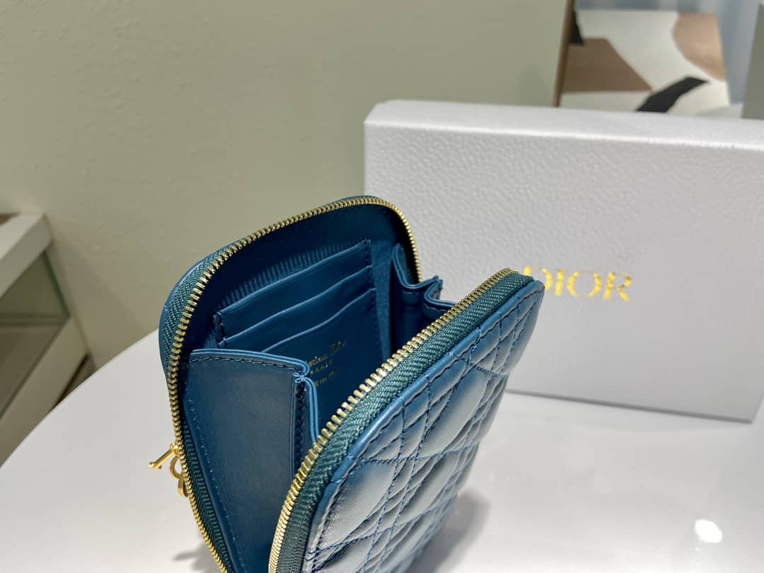 Best Replica Lady Dior Dupe Lambskin 18CM Phone Holder - Colareps