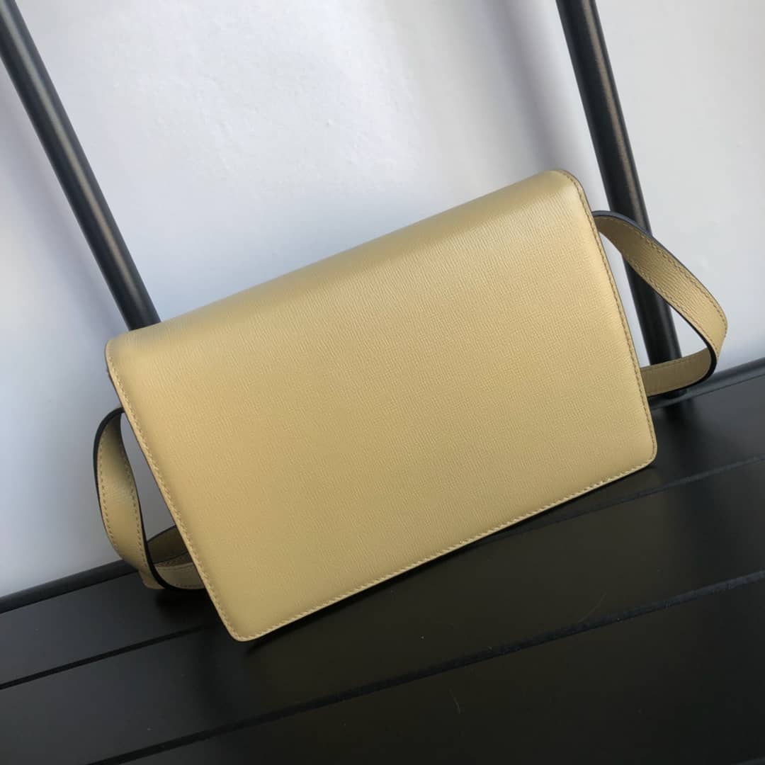 Best Replica Gucci GG Ring Torchon Leather Shoulder Bag Replica  Yellow 589474 - Colareps