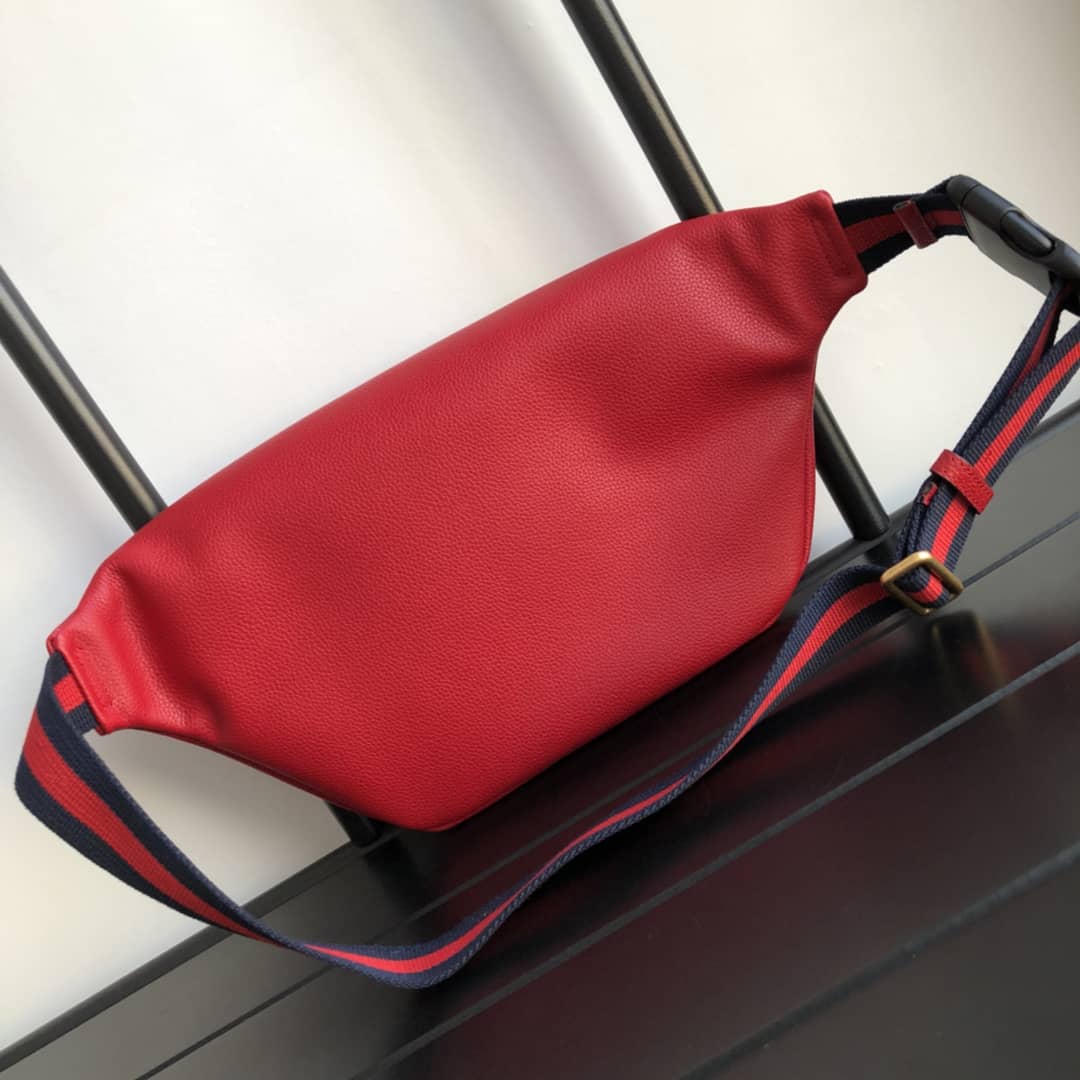 Best Replica Gucci Print Leather Belt Waist Bum Bag Replica Red 493869 - Colareps